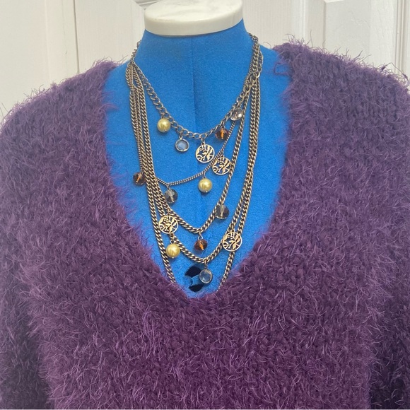 Kenneth Cole Reaction women purple fuzzy long sleeves sweater. Size XL. Used. - Picture 2 of 14